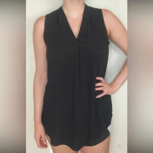 Worthington Long Sleeveless Black Blouse Size Medium